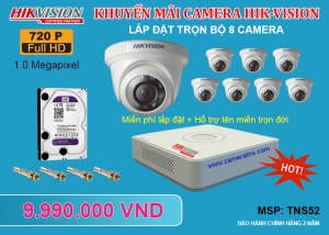 Lắp Đặt 08 Camera Hik-Vision 1.0Megapixel
